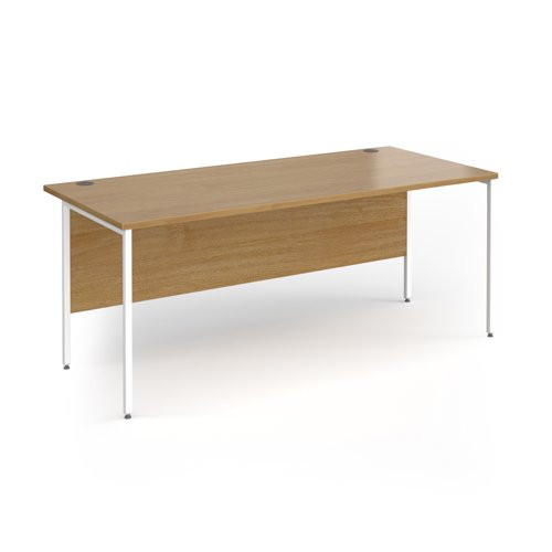 Contract 25 straight desk with white H-Frame leg 1800mm x 800mm - oak top