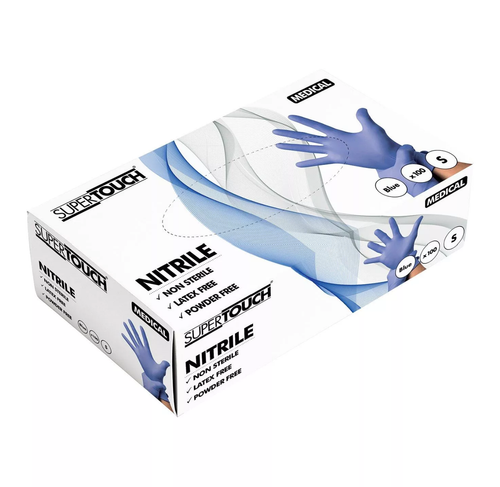 Supertouch Blue Powder Free Nitrile Examination Gloves Box 100