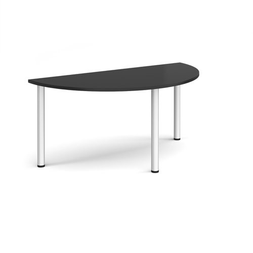 Semi circular silver radial leg meeting table 1600mm x 800mm - black