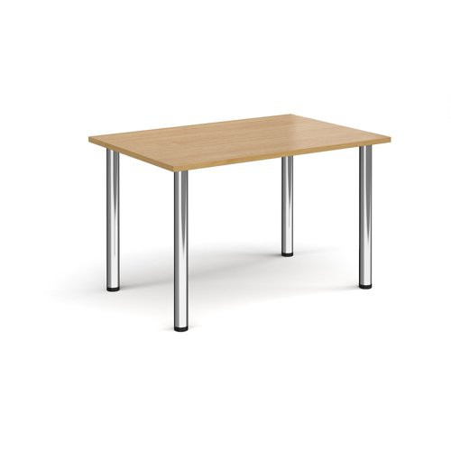 Rectangular chrome radial leg meeting table 1200mm x 800mm - Oak