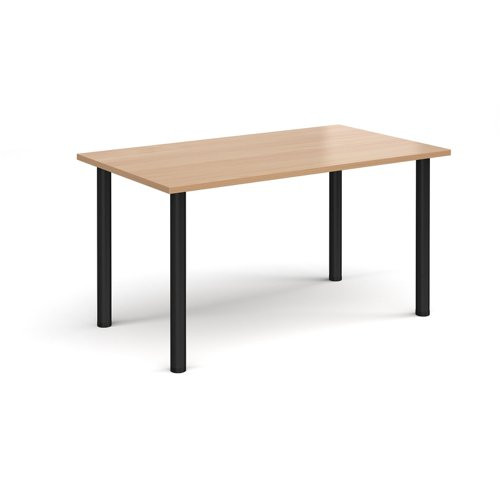 Rectangular black radial leg meeting table 1400mm x 800mm - beech
