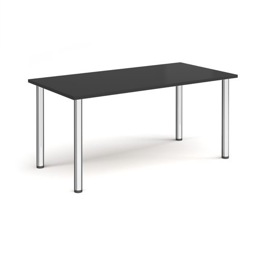 Rectangular chrome radial leg meeting table 1600mm x 800mm - Black