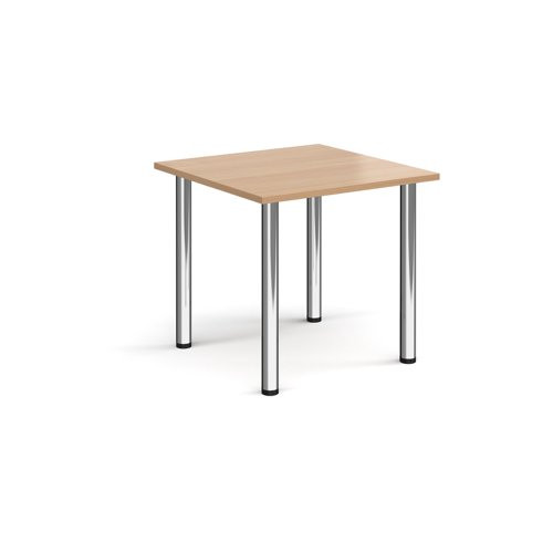 Square chrome radial leg meeting table 800mm x 800mm - beech