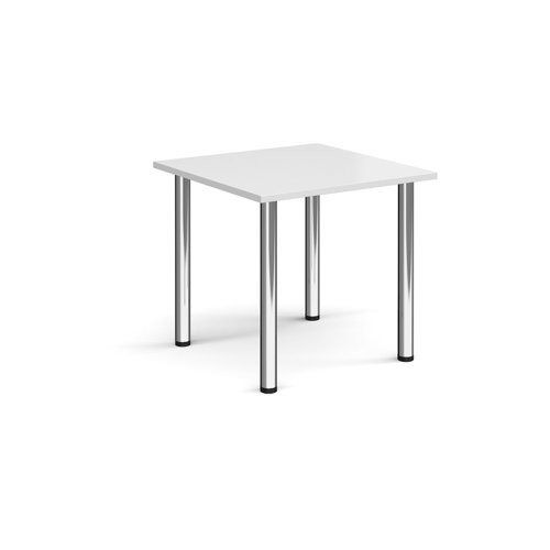 Square chrome radial leg meeting table 800mm x 800mm - white