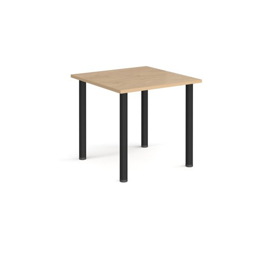 Rectangular black radial leg meeting table 800mm x 800mm - Kendal oak