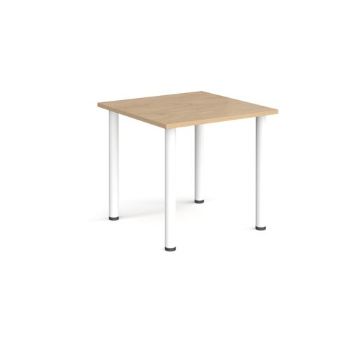 Rectangular white radial leg meeting table 800mm x 800mm - Kendal oak