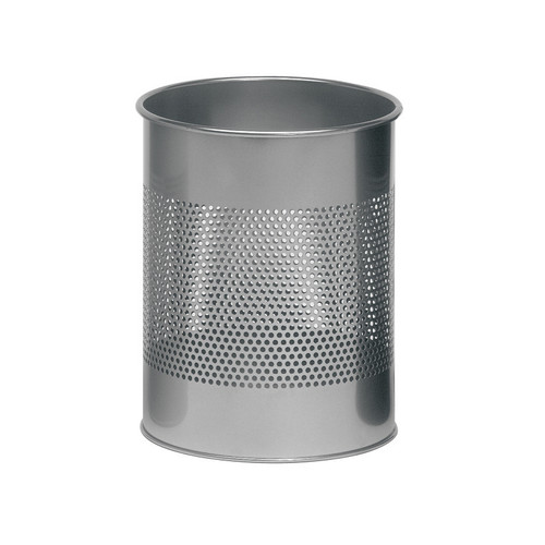 Durable Bin Round Metal Perforated 15 Litre Capacity 165mm Rim Metallic Silver Ref 3310/23
