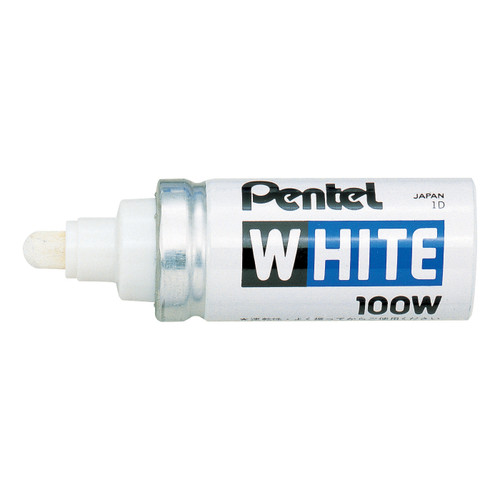 Pentel White Permanent Marker Valve-controlled Bullet Tip 6.6mm Tip 3.3mm Line White Ref X100W [Pack 12]