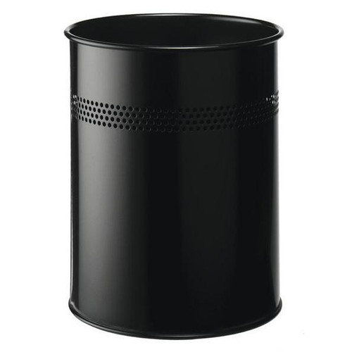 Durable Bin Round Metal Perforated 15 Litre Capacity 30mm Rim Black Ref 3300/01