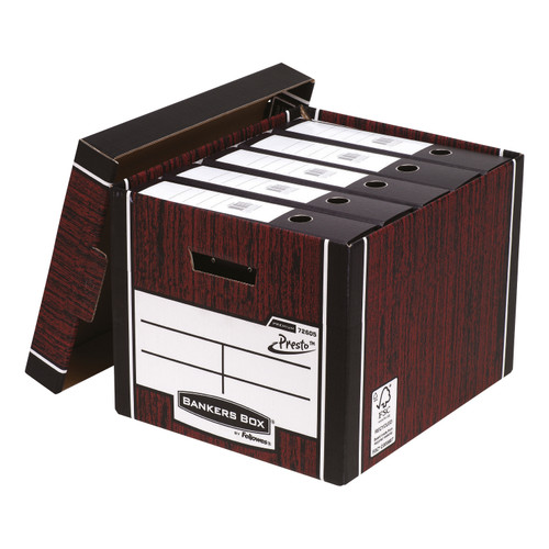 Bankers Box Premium Storage Box (Presto) Tall Woodgrain FSC Ref 7260502 [Pack 10]