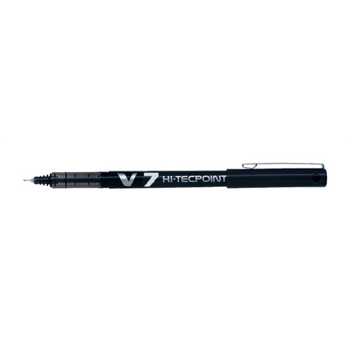 Pilot V7 Hi-Tecpoint Rollerball Pen Liquid Ink 0.7mm Tip 0.4mm Line Black Ref V701 [Pack 12]