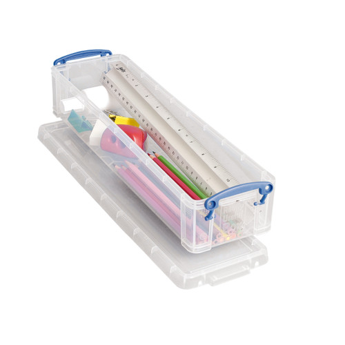 Really Useful Storage Box Plastic Lightweight Robust Stackable 1.5 Litre W100xD355xH70mm Clear Ref 1.5C