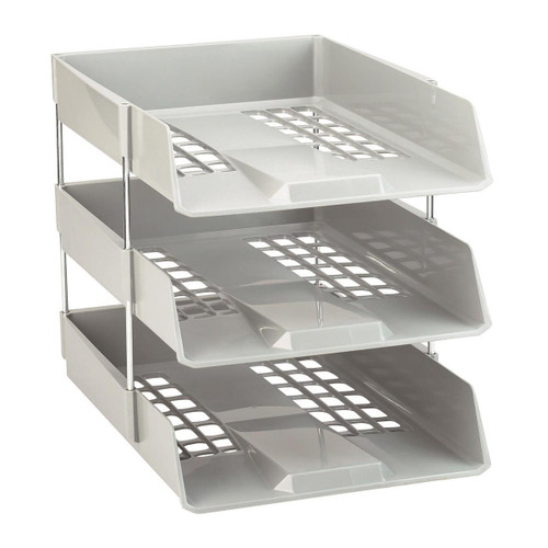 Avery Basics Letter Tray Stackable Versatile A4 Foolscap Light Grey Ref 1132LGRY
