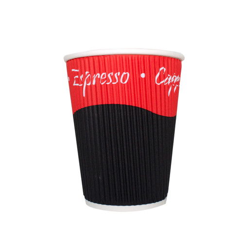 Ripple Paper Cups Triple Walled PE Lining 12oz 350ml Varied Design Ref RY00750 [Pack 25]