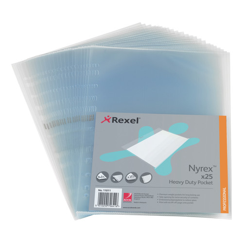 Rexel Nyrex Heavy-duty Pocket Polypropylene Side-opening 115 Micron A4 Clear Ref 11011 [Pack 25]