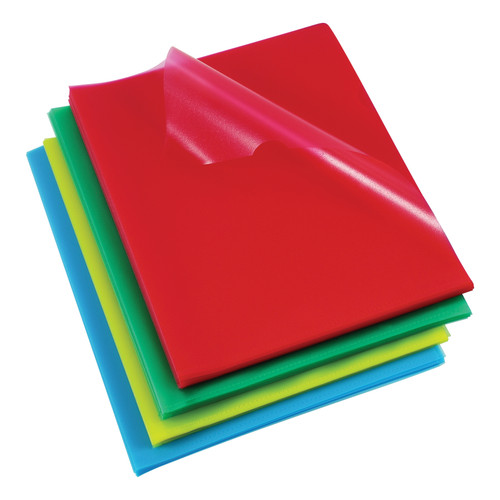 Rexel Cut Flush Folder Polypropylene Copy-secure Embossed Finish A4 Assorted Ref 12216AS [Pack 100]