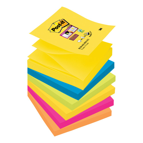 Post-it Super Sticky Z-Notes Pad 90 Sheets Rio 76x76mm R330-6SS-RIO [Pack 6]