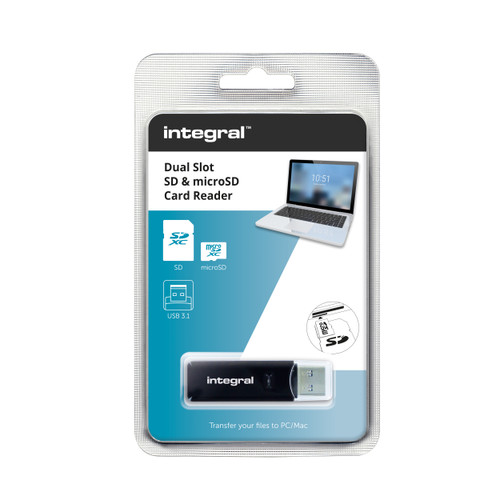 Integral Memory Card Reader SD and Micros Formats USB 3.0 Dual Slot Ref INCRUSB3.0SDMSD