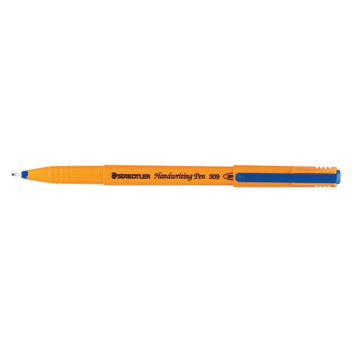 Staedtler 309 Handwriting Pen Fibre Tipped 0.8mm Tip 0.6mm Line Blue Ref 309-3 [Pack 10]