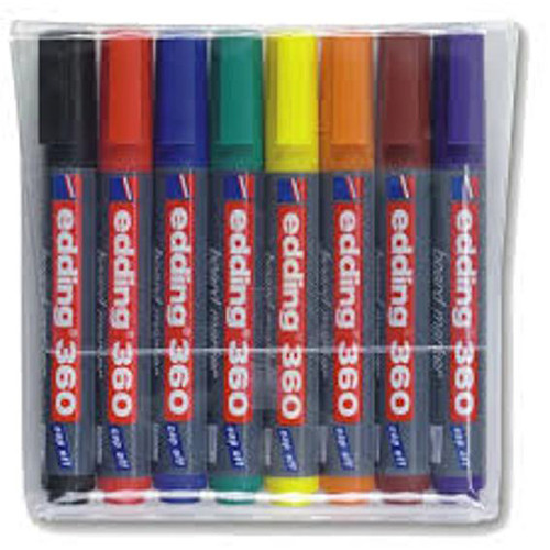 Edding 360 Marker Whiteboard Bullet Tip 1.5-3mm Line Assorted Ref 4-360-8 [Pack 8]