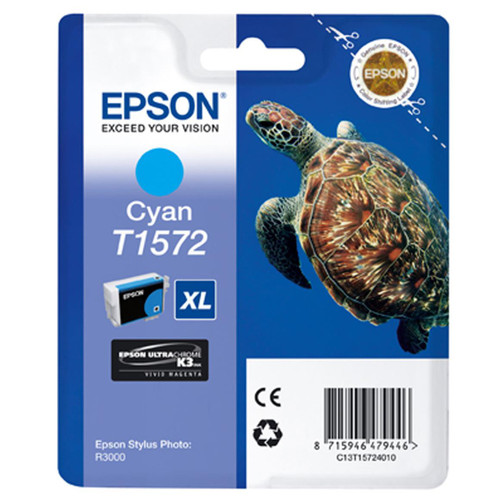 Epson T1572 Inkjet Cartridge XL Turtle 25.9ml Cyan Ref C13T15724010