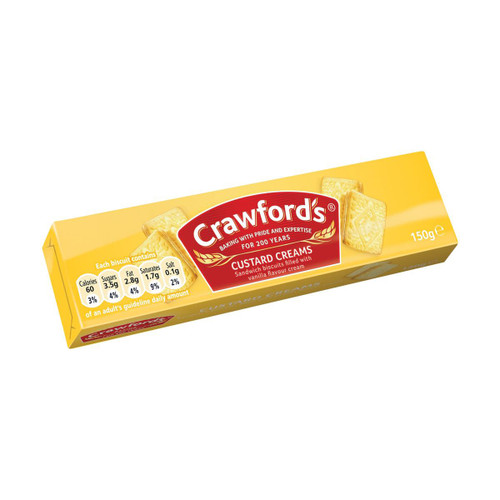 Crawfords Custard Cream Biscuits 150g Ref UTB001 [Pack 12]