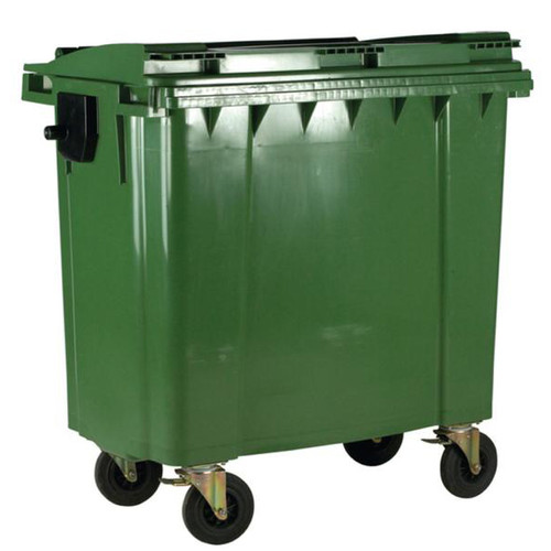 Four Wheeled Bin UV Stabilised Polyethylene 1100 Litres 67kg 1400x1200x1450mm Green