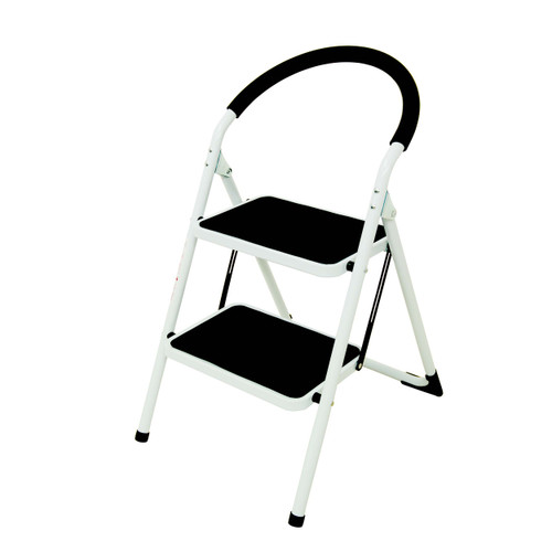 Folding Step Ladder 2 Tread Capacity 150kg White Frame