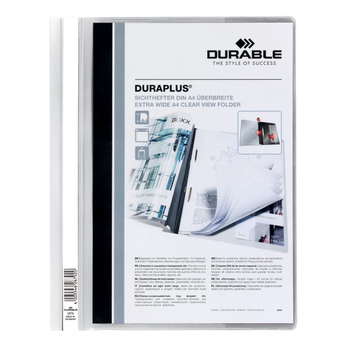 Durable Duraplus Quotation Filing Folder with Clear Title Pocket PVC A4+ White Ref 2579/02 [Pack 25]