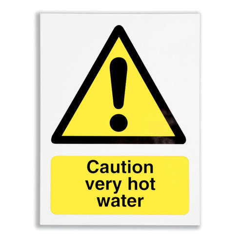 Stewart Superior Caution Very Hot water Catering Sign W150xH200mm Self-adhesive Vinyl Ref CS006SAV