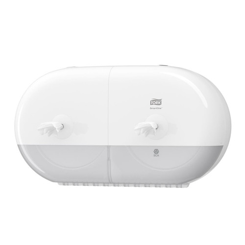 Tork SmartOne Twin Mini Toilet Roll Dispenser W398156x221mm White Ref 682000