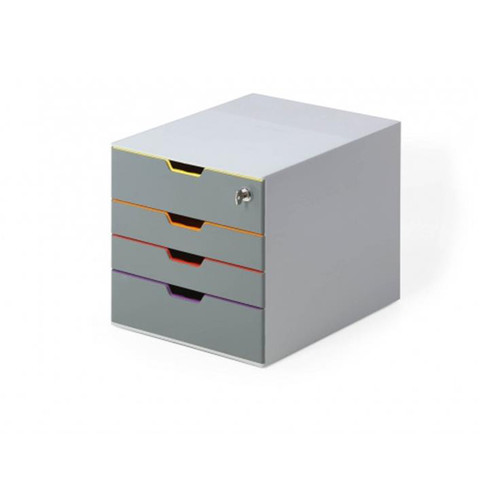 Durable Varicolor Safe 4 Drawer Box with Lockable Top Drawer Grey Ref 760627