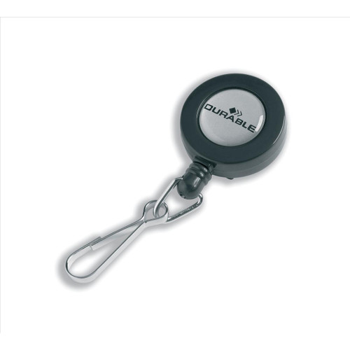 Durable Badge Reel with Spring Snap Fastener 850mm Ref Charcoal 8221-58 [Pack 10]