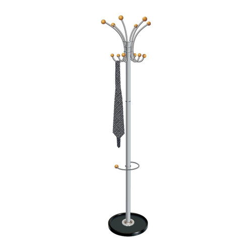 5 Star Facilities Coat Stand with Umbrella Holder 6 Pegs 6 Hooks Base of 380mm Height of 1780mm Grey/Wood