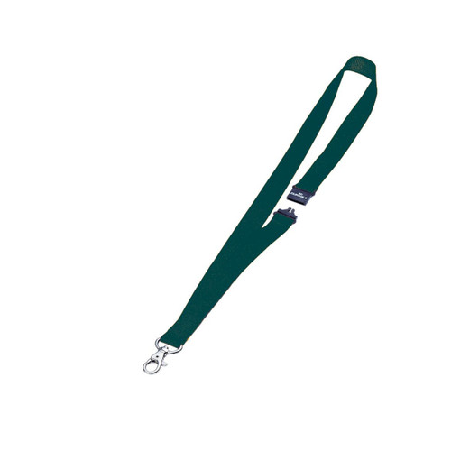 Durable Textile Name Badge Lanyards 20x440mm with Safety Closure Green Ref 813705 [Pack 10]