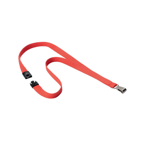 Durable Soft Textile Lanyard 15mmx440mm with 12mm Metal Snap Hook Coral Ref 8127136 [Pack 10]