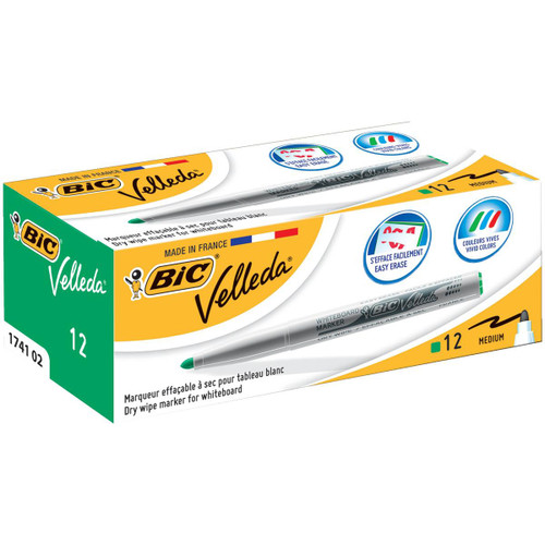 Bic Velleda Marker W/bd Dry-wipe 1741 Fine Bullet Tip 1.4mm Line Wallet Assorted Ref 1199001748 [Pack 8]