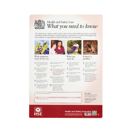 Health and Safety Law HSE Statutory Poster PVC W420xH595mm A2