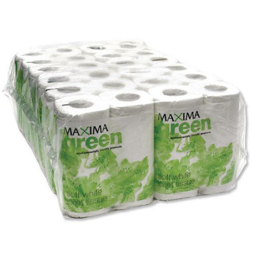 Maxima Green Toilet Rolls 2-Ply 102x92mm Pkd 4 Rolls of 200 Sheets White Ref 1102004 [Pack 48]