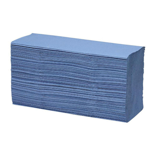 Maxima Hand Towels Z-Fold Blue 1-Ply 100% recycled 200 Sheets Per Sleeve Ref 1104063 [15 Sleeves]