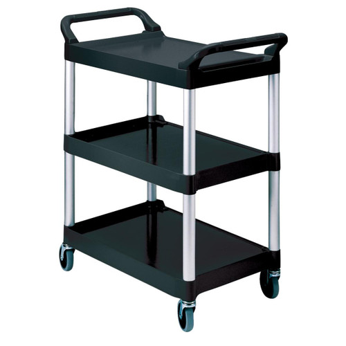 Rubbermaid Utility Cart Polypropylene 3 Tiers Scratch Resistant W854xD473xH959mm Black Ref 3424-88-BLA