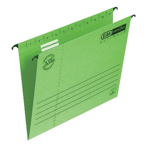 Elba Verticflex Ultimate Suspension File 15mm V-base 240gsm Foolscap Green Ref 100331170 [Pack 25]