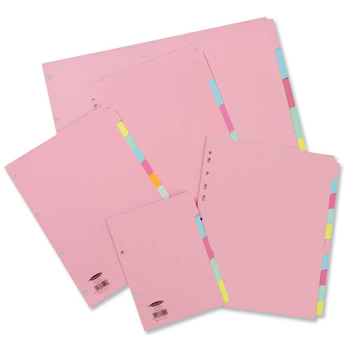 Concord Subject Dividers 10-Part Multipunched 160gsm A4 Assorted Ref 72299/J22