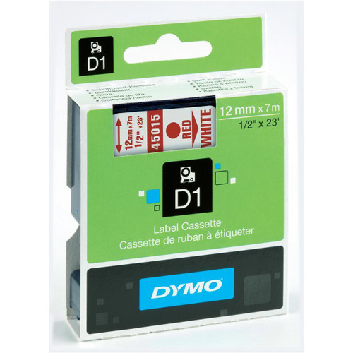 Dymo D1 Tape for Electronic Labelmakers 12mmx7m Red on White Ref 45015 S0720550