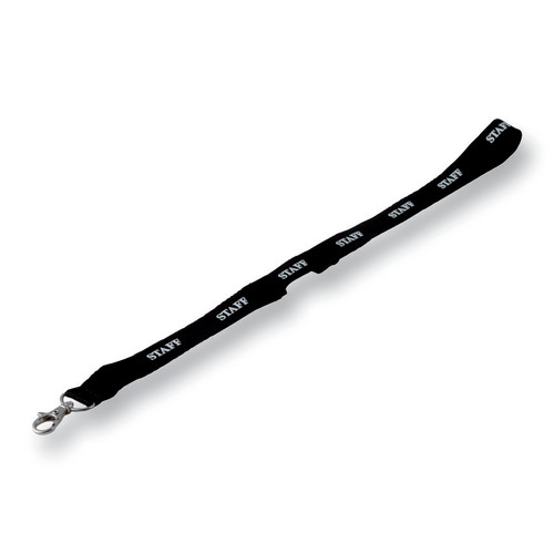 Durable Lanyard Textile Overprinted Staff with Safety Release Mechanism 440mm Blk Ref 823901 [Pack 10]