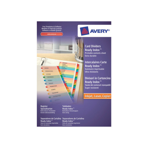 Avery ReadyIndex Jan-Dec Punched Mylar-reinforced Multicolour-Tabs 200gsm A4 White Ref 02002501