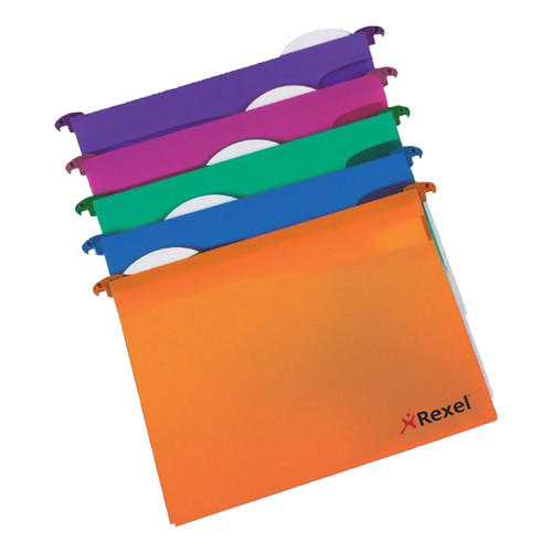 Rexel Multifile Extra Suspension File Polypropylene 30mm Wide-base A4 Assorted Ref 2102573 [Pack 10]