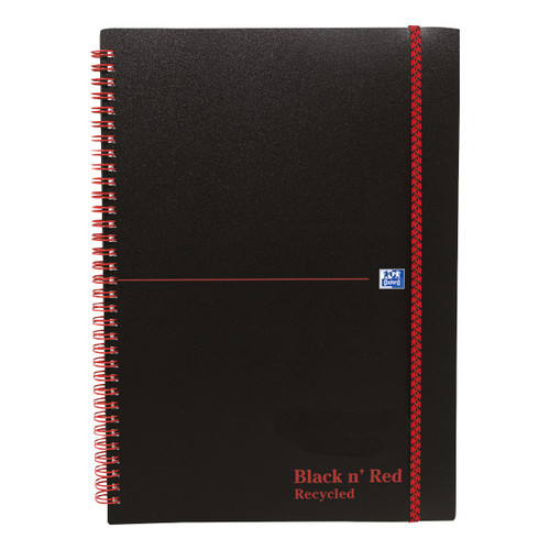 Black n Red Notebook Wirebound PP 90gsm Ruled Recycled and Perforated 140pp A5 Ref 100080221 [Pack 5]