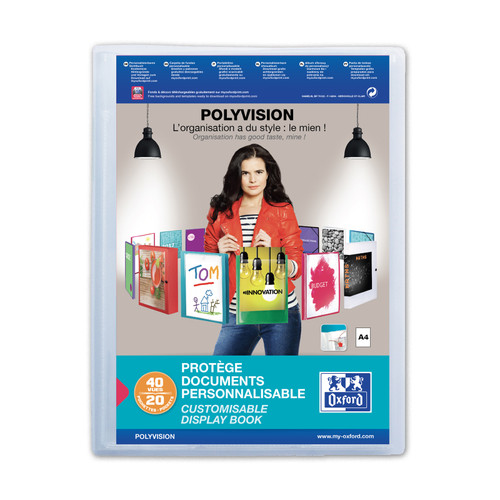 Oxford Polyvision Display Book Polypropylene 20 Pockets A4 Clear Ref 100206088