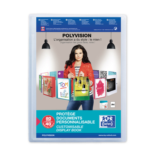 Oxford Polyvision Display Book Polypropylene 40 Pockets A4 Clear Ref 100206232